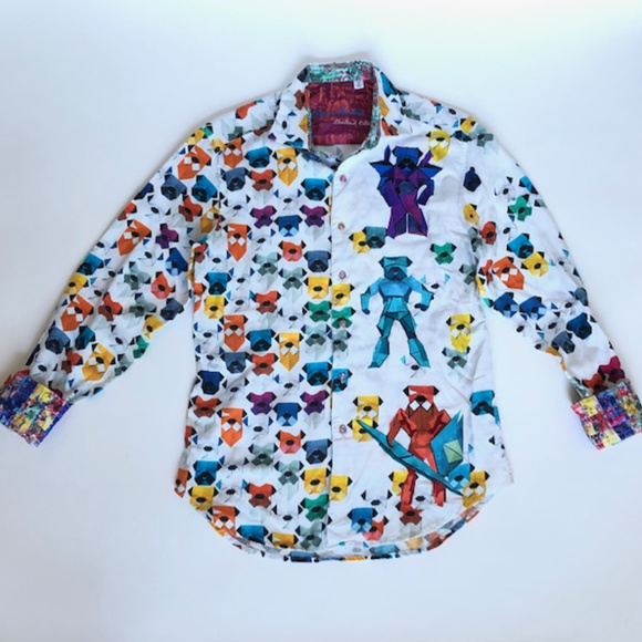 Robert Graham Mens Robot Bulldogs Limited Edition Long Sleeve Button Down Shirt